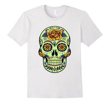 Glow Effect Mexican Floral Day of the Dead Skull T Shirt