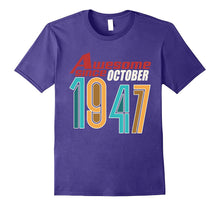 Awesome Since October 1947 T-Shirt 70th Birthday