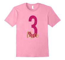 3rd Birthday Shirt Gift Gold Girls Daughter Pink 3 Three