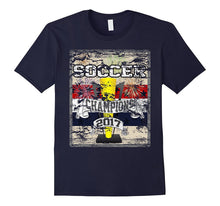 Soccer Champions 2017 Red Blue Stripe Distressed Look TShirt