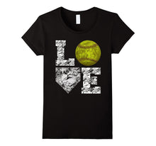 Softball Distressed Ball T-Shirt Cute Mom Love T-Shirt
