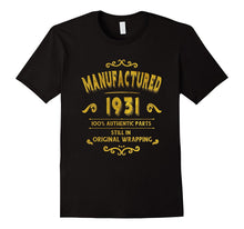 Manufactured 1931 T-Shirt 86 Yrs Old Bday 86th Birthday