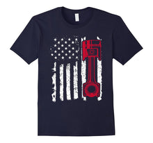 Distressed Vintage American Flag Piston Muscle Car T-Shirt