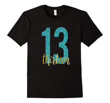13th Birthday Shirt Gift Gold Mermaid Blue Thirteen 13
