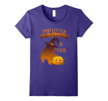 4 Years Old 4th Birthday Tshirt - Halloween Little Pumpkin