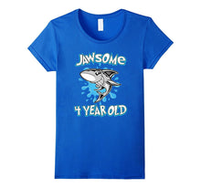 Awesome Shark Jawsome 4th Birthday Funny T-Shirt 4 Yr Old