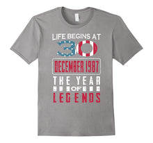 30th Birthday Born in December 1987 Year of Legends T-Shirt