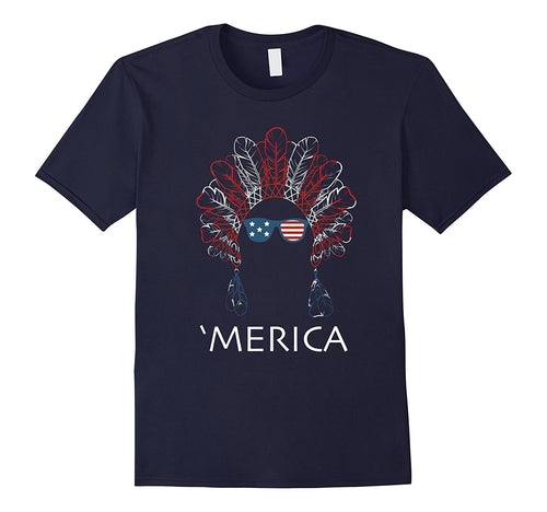 'Merica Native American Hipster Flag Glasses T-Shirt