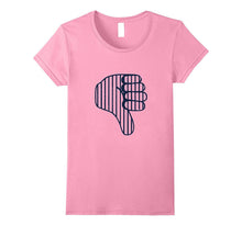 Baseball Thumbs Down Tee Shirt - Blue Lines Thumb Pattern