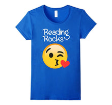 Reading Rocks Fun Teacher Reader Emoji Love T Shirt