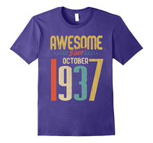 Awesome Since October 1937 T-Shirt Funny 80th Birthday Tee
