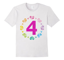 4th Birthday T-Shirt for Girls Shiny Hearts Princess Four