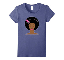 Breast Cancer Awareness Pink Ribbon Black Women Afro T-Shirt