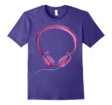 Purple Headphones Shirt Music Retro Watercolor Musical Teen