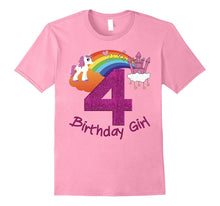 4th Birthday Girl Princess Rainbow Unicorn T Shirt Tee