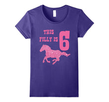 Kids 6th Birthday Horse Bling T-Shirt for 6 Year Old Girls