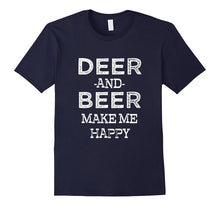 Mens Deer and Beer Make Me Happy Funny Hunting Shirt