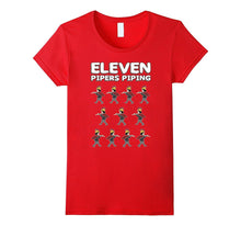 Eleven Pipers Piping T-Shirt Song 12 Days Christmas Tee