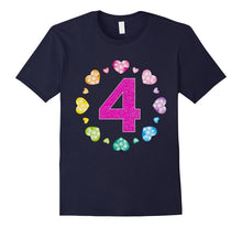 4th Birthday T-Shirt for Girls Shiny Hearts Princess Four