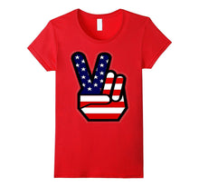 4th of July Shirt USA American Flag Peace Sign Hand Kids