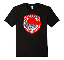 Baseball Red and White Shield and Cap Rally Cat T-Shirt
