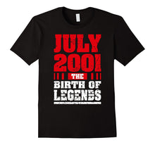 16th Birthday T-Shirt Gifts July 2001 the Birth of Legends