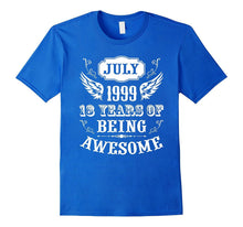 18th Birthday Gift T Shirt Years of Being Awesome July 1999