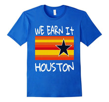 Houston Baseball T-Shirt Throwback Astro Stripe WE EARN IT