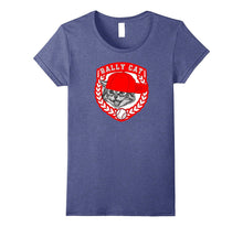 Baseball Red and White Shield and Cap Rally Cat T-Shirt