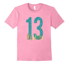 13th Birthday Shirt Gift Gold Mermaid Blue Thirteen 13