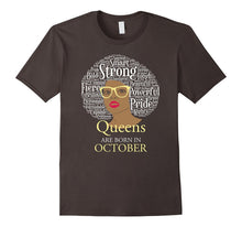 Queens Are Born in October Birthday Black Women T-Shirt