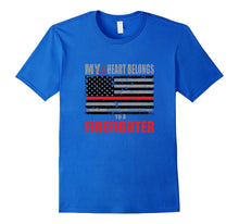 Firefighter Wife Shirt Women My Heart Belongs FireFighter