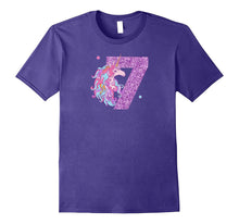 7th Birthday Shirt Birthday Girl 7 Unicorn T-Shirt Purple