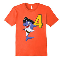 Kids 4th Birthday Pirate Shark T-Shirt for 4 Year Old Boys
