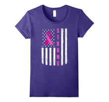 Breast Cancer Awareness T-Shirt American Flag Distressed Tee