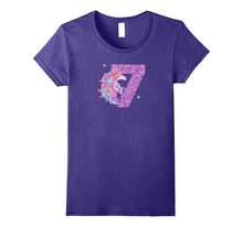 7th Birthday Shirt Birthday Girl 7 Unicorn T-Shirt Purple