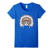 Thanksgiving Native American Cat With Headdress Funny Tshirt