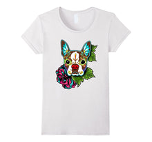 Boston Terrier in Red - Day of the Dead Sugar Skull Dog