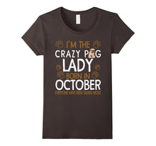 Crazy Pug Lady Born in October T-Shirt Libra Pride Tee