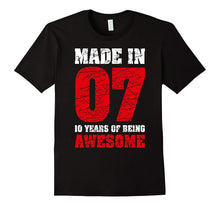 10th Birthday Gift T Shirt Made in 2007 Awesome Five Colors