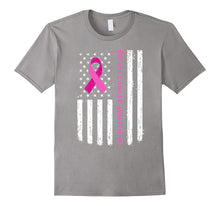 Breast Cancer Awareness T-Shirt American Flag Distressed Tee