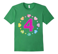 4th Birthday T-Shirt for Girls Shiny Hearts Princess Four