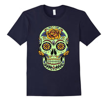 Glow Effect Mexican Floral Day of the Dead Skull T Shirt
