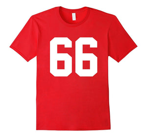 #66 Team Sports Jersey Number Front & Back Player / Fan Tee