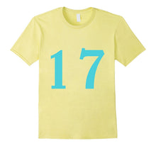 Big Number 17 Digit Spelling Teal Fun T Shirt