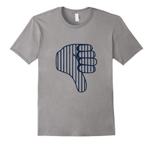 Baseball Thumbs Down Tee Shirt - Blue Lines Thumb Pattern