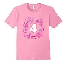Cute Clover Hearts 4th Birthday T-Shirt Pink Flower Art Gift