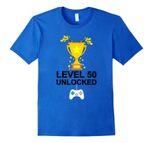 Funny 50th Birthday Level 50 Unlocked T-Shirt Gamer Gift Tee