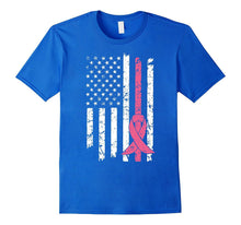 Breast Cancer Awareness T-Shirt American Flag Distressed Tee