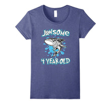 Awesome Shark Jawsome 4th Birthday Funny T-Shirt 4 Yr Old